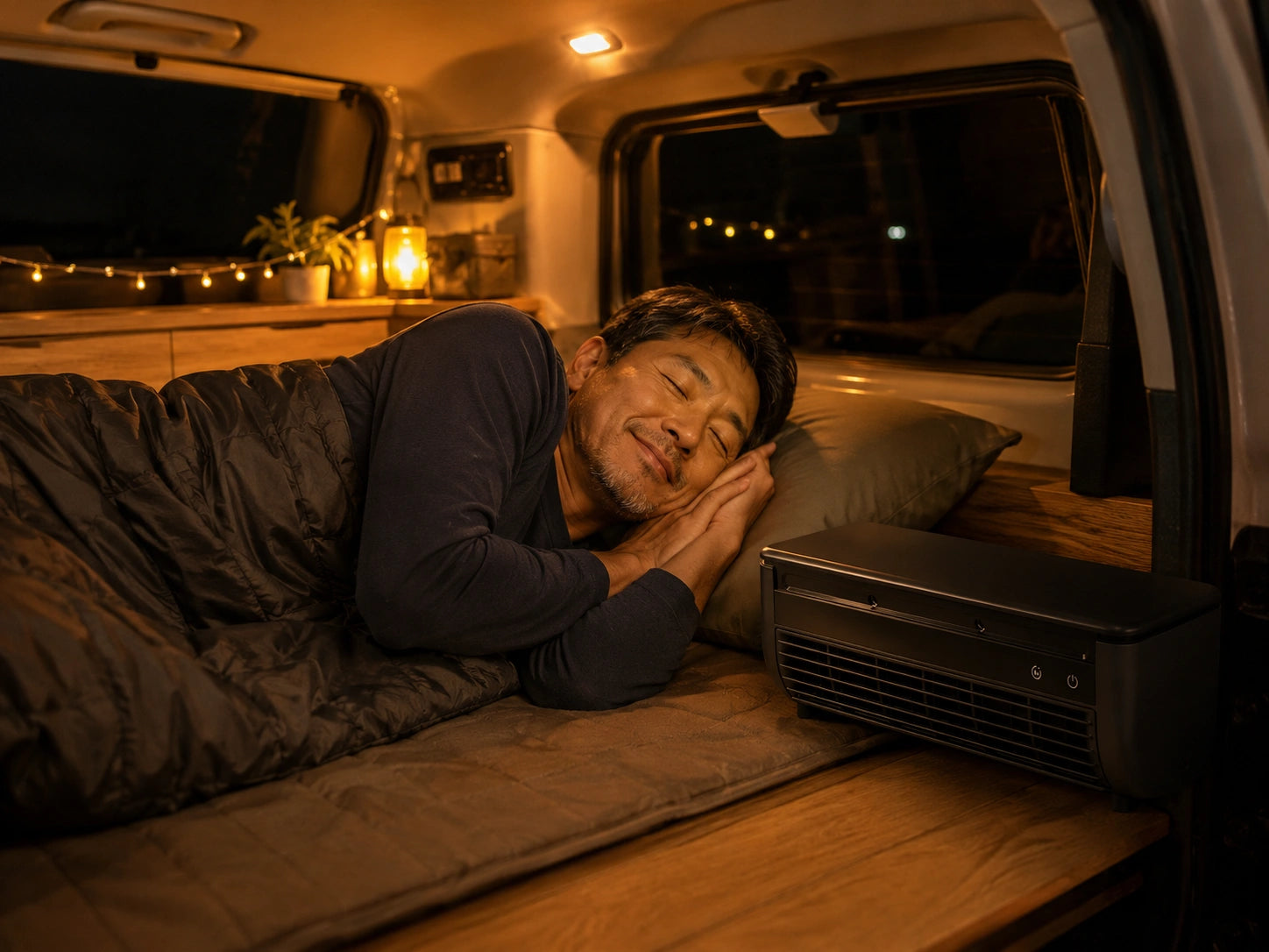 ハイエース荷室で就寝 Ryo Cooler